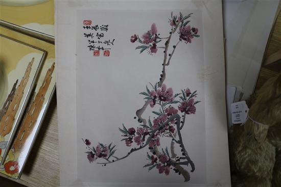 A folio of Chinese and Japanese woodblock prints and other prints, c.1950s and later
